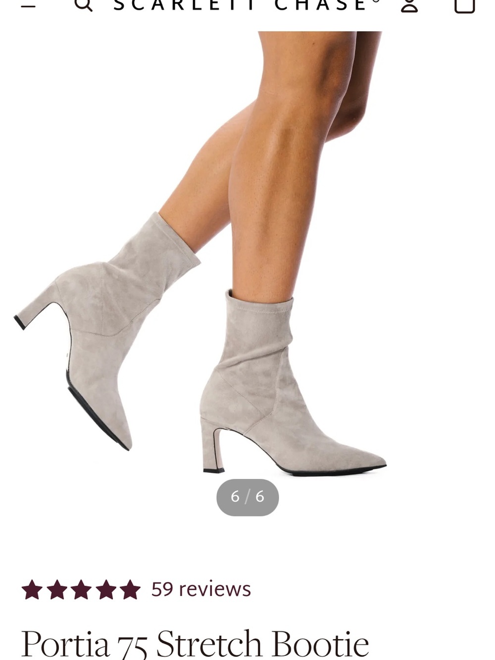 Women's Pointed Toe Suede Ankle Boots - Gray Scarlett Chase - Picture 6 of 9